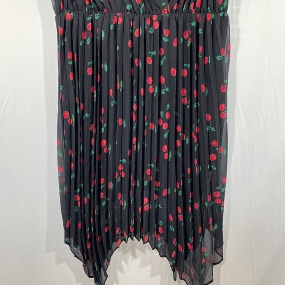 NWT $388 The Kooples [ 4‎ (XL) ] V-Neck Cherry Print Asymmetric Dress #G903 - Picture 11 of 14
